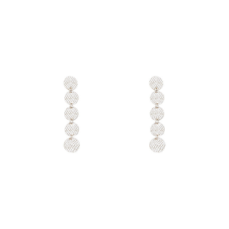 Wholesale 925 Silver Needle Round Plate Ultra Sparkling Long Alloy Earrings